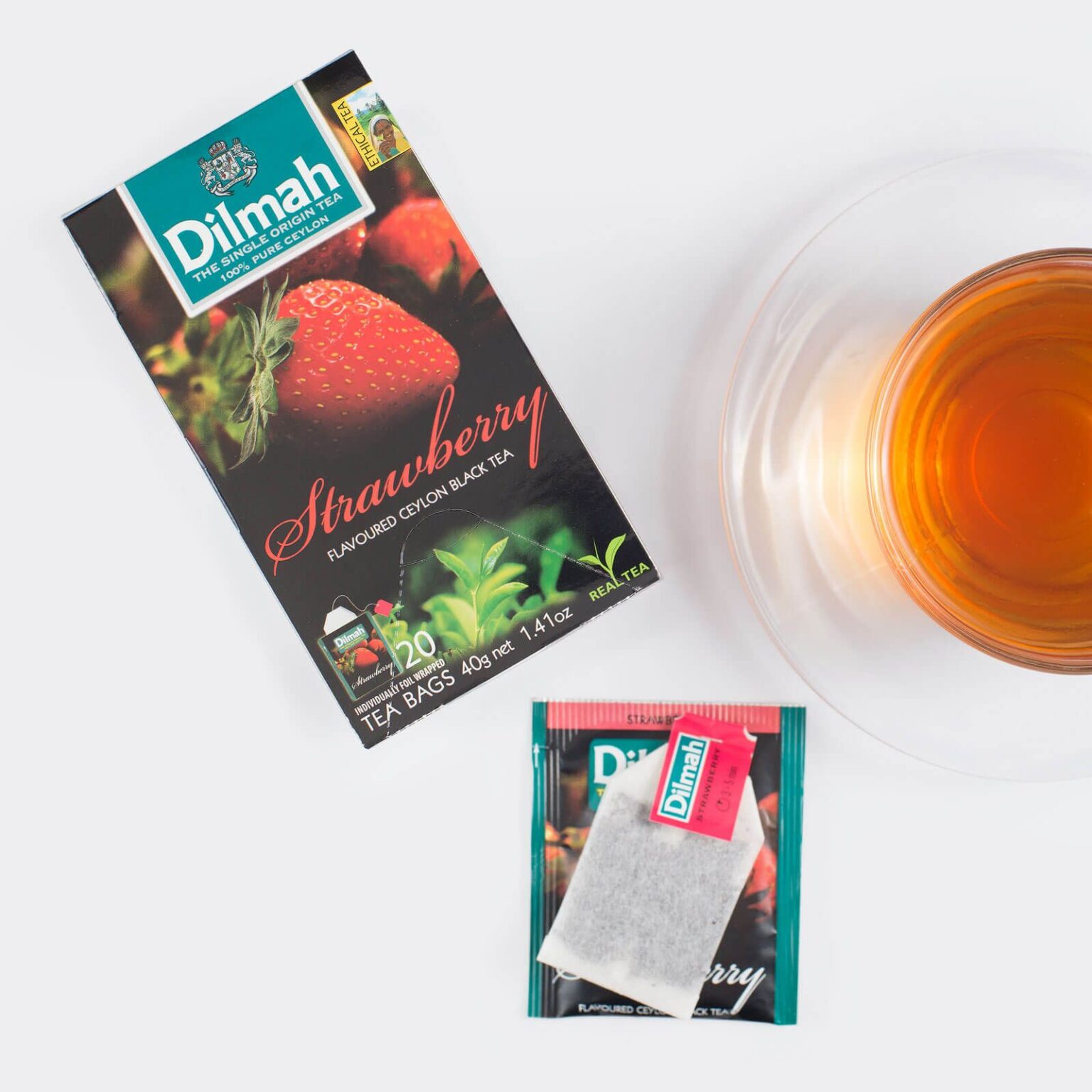 Dilmah Natural Strawberry Flavoured Ceylon Tea Bags Ceylon Tea Brew