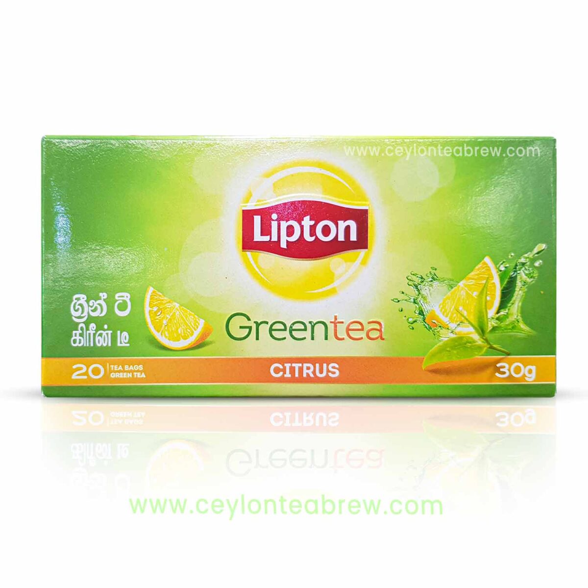 Lipton Ceylon green tea bags with citrus flavor