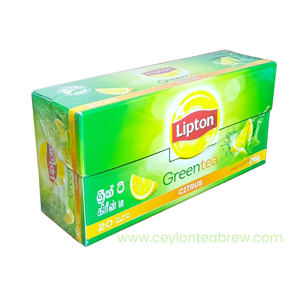 Lipton Ceylon green tea bags with natural citrus flavored