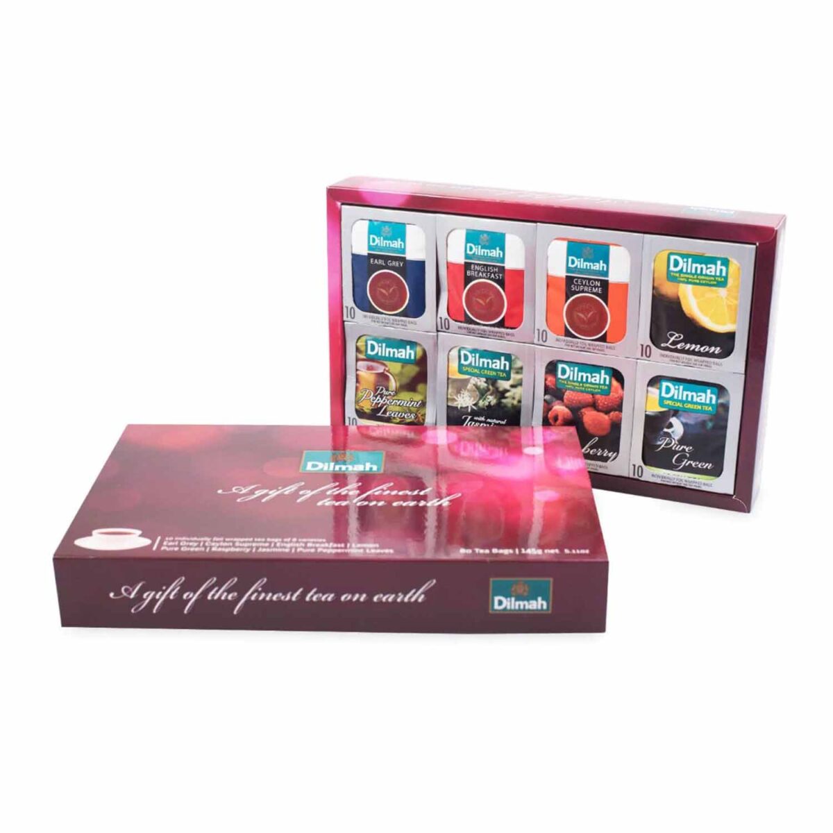 Dilmah gift pack Dilmah Gift Pack English Breakfast, Earl Grey, Lemon, Pure Peppermint Leaves, Raspberry, Special Green Tea with Natural Jasmine, Pure Green Tea and Ceylon Supreme
