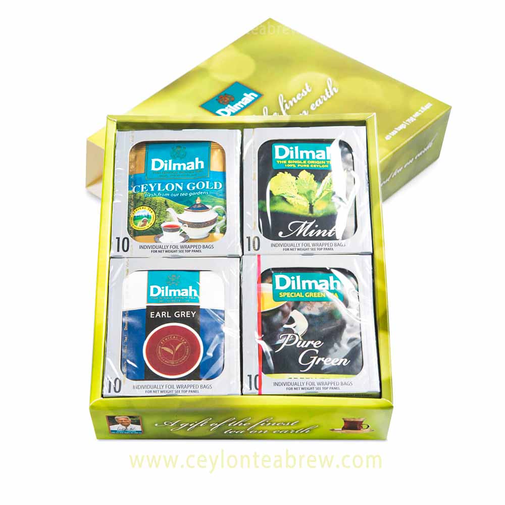 Dilmah Ceylon 4 verieties naturally Flavored tea foil wrapped bags for gift 4