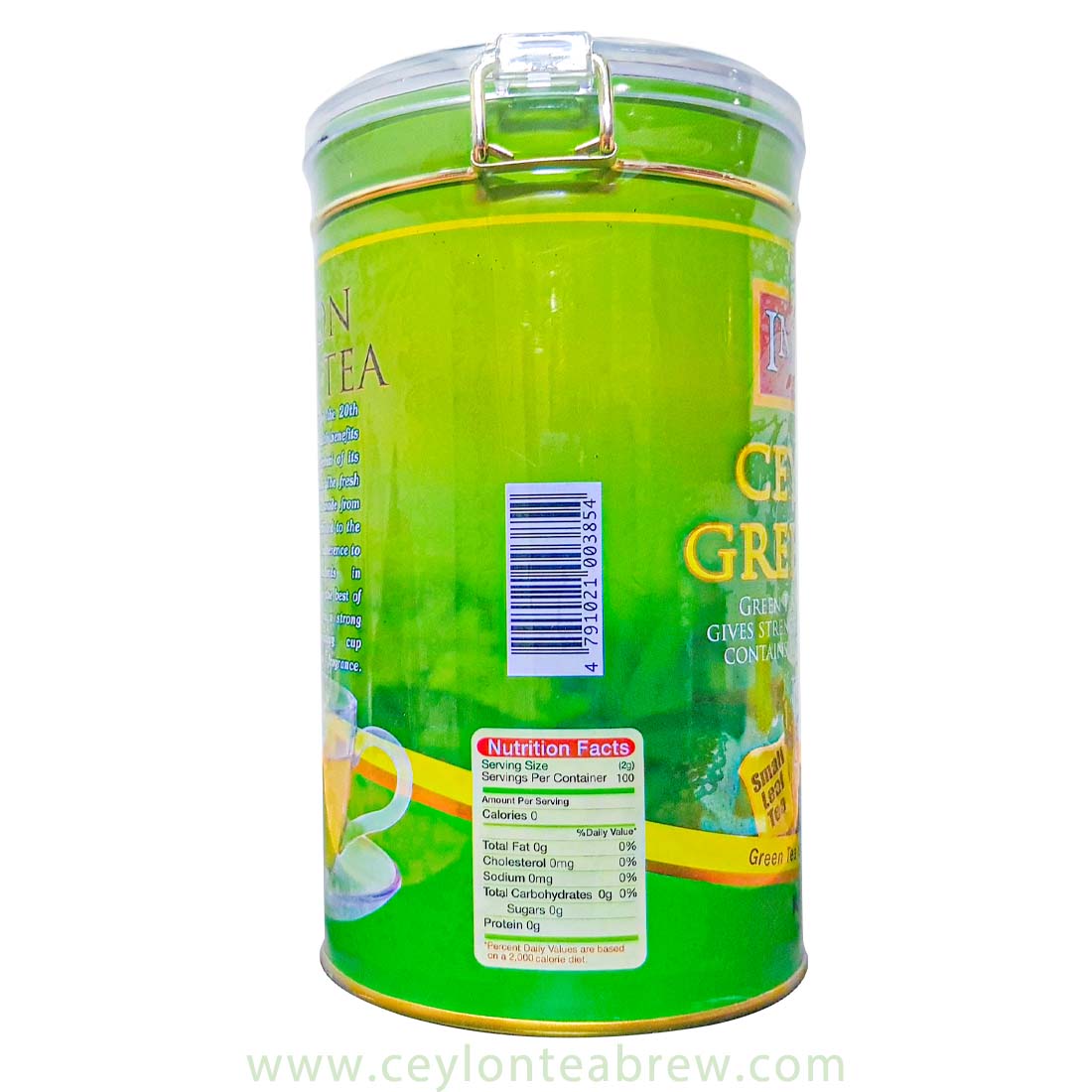 Impra Ceylon Pure Green Tea Fresh small Leaves tea 200g can nutrition facts