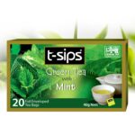 T sips Ceylon green tea with mint