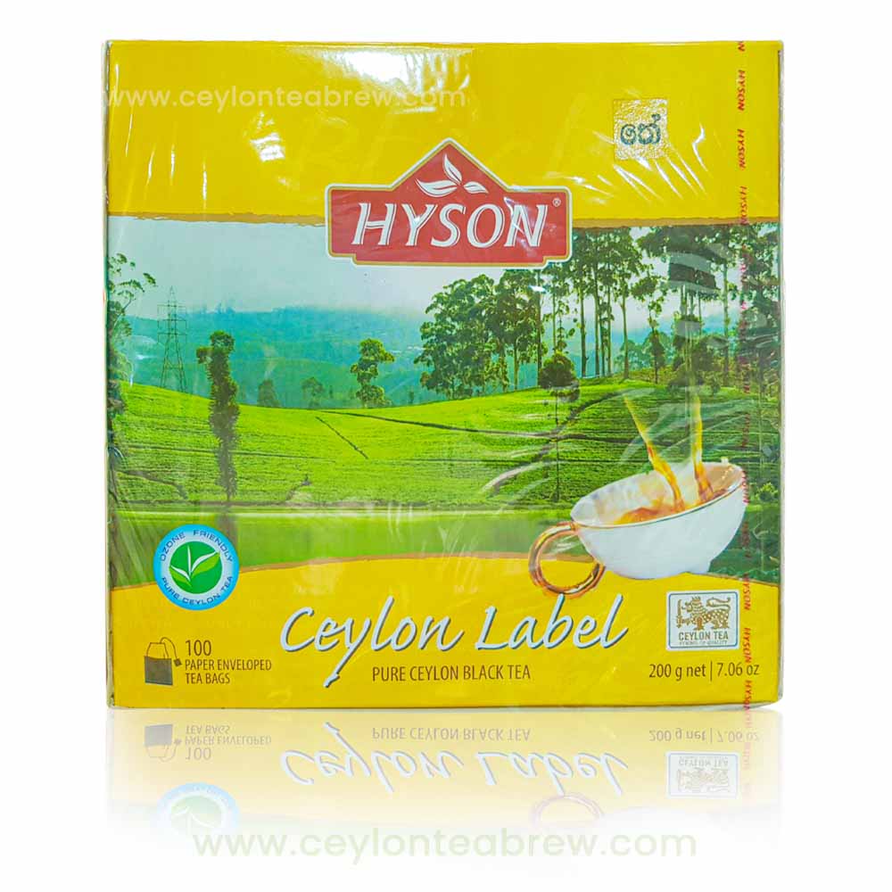 Hyson Ceylon pure black enveloped tea bags yellow lable