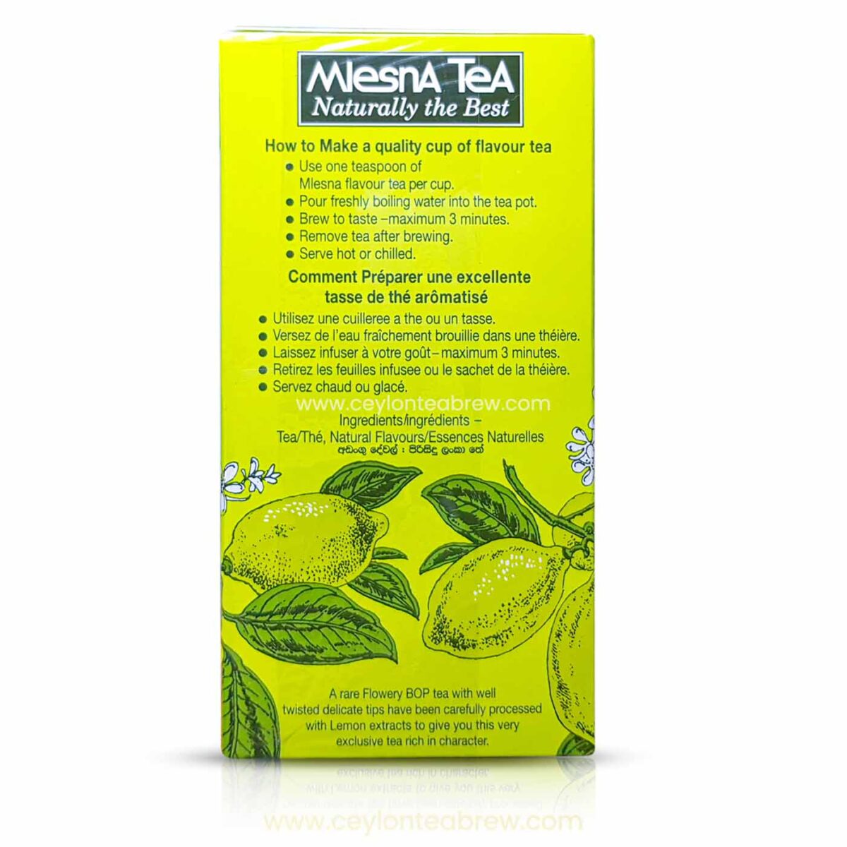 Mlesna Ceylon Flowery BOP leaf tea with Lemon extracts