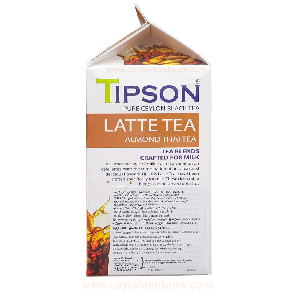 Tipson Ceylon black tea bags Almond thai Latte tea 4