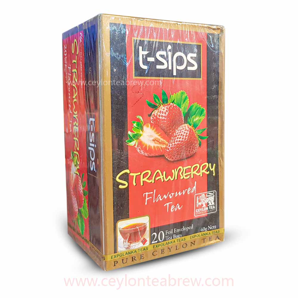 T- sips Ceylon tea with strawberry flavor tea bags