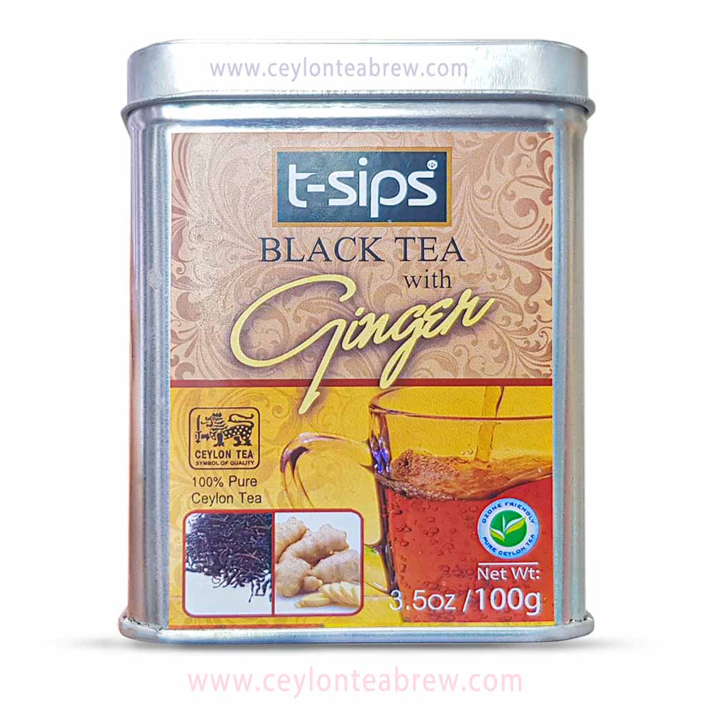 T sips pure ceylon black leaf tea with natural ginger extracts