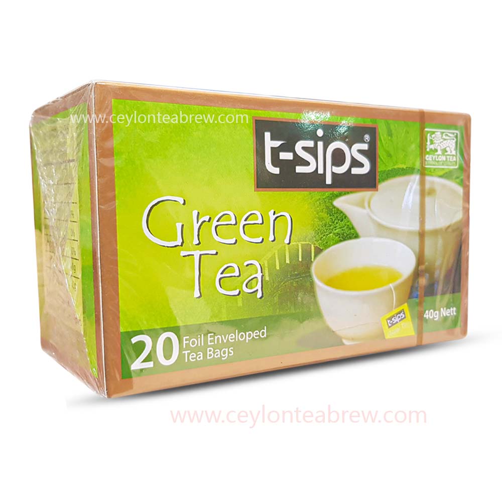 T- Sips Ceylon organic pure green tea foiled enveloped bags
