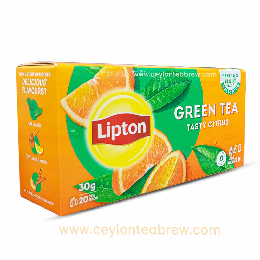 Lipton Ceylon green tea bags with citrus flavor taste