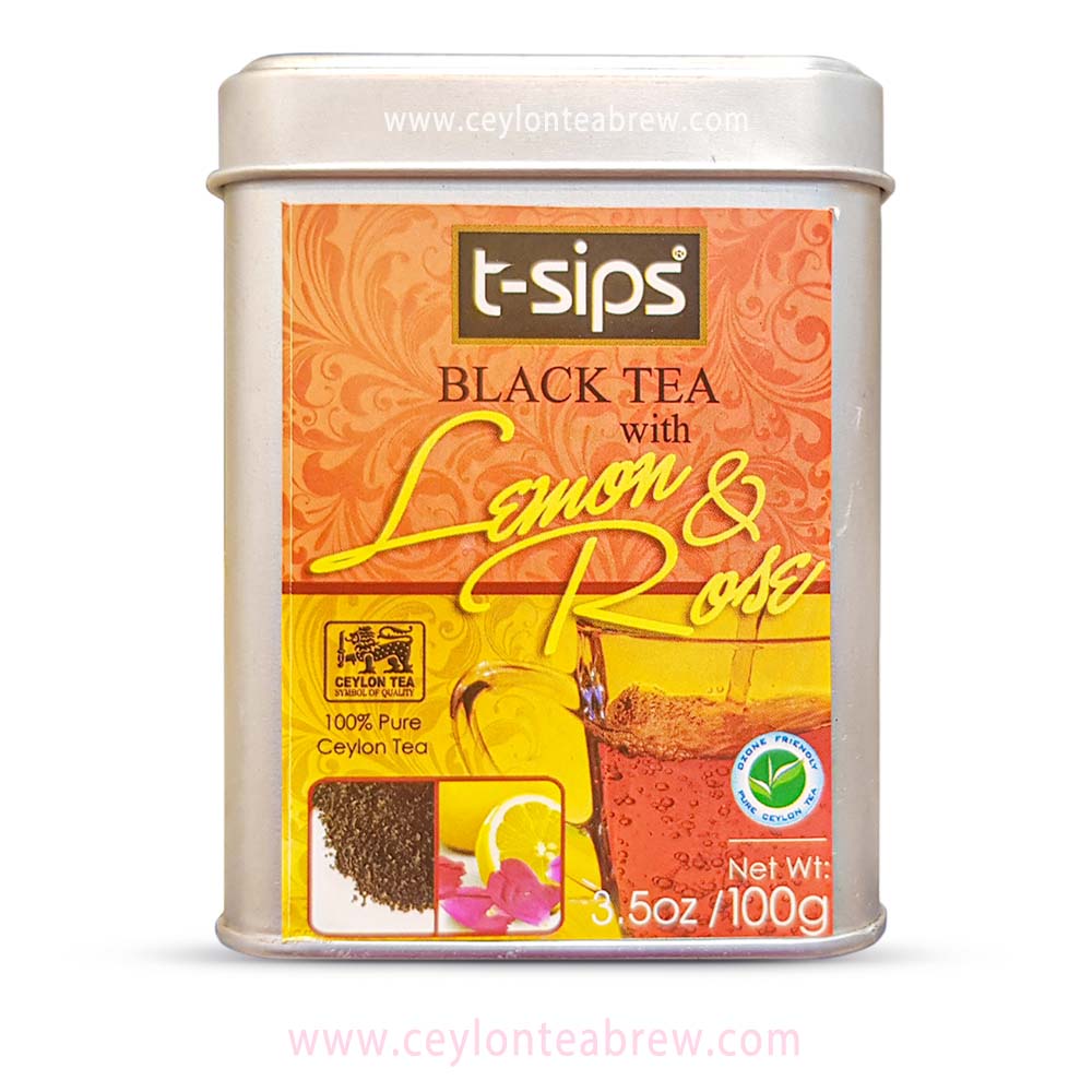 T sips ceylon black loose tea with lemon and rose