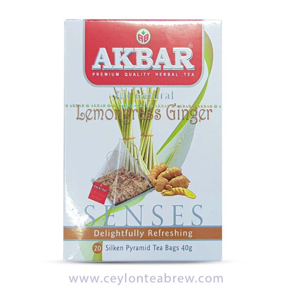 Akbar Ceylon Lemongrass and ginger fusion tea bags with real pieces 1