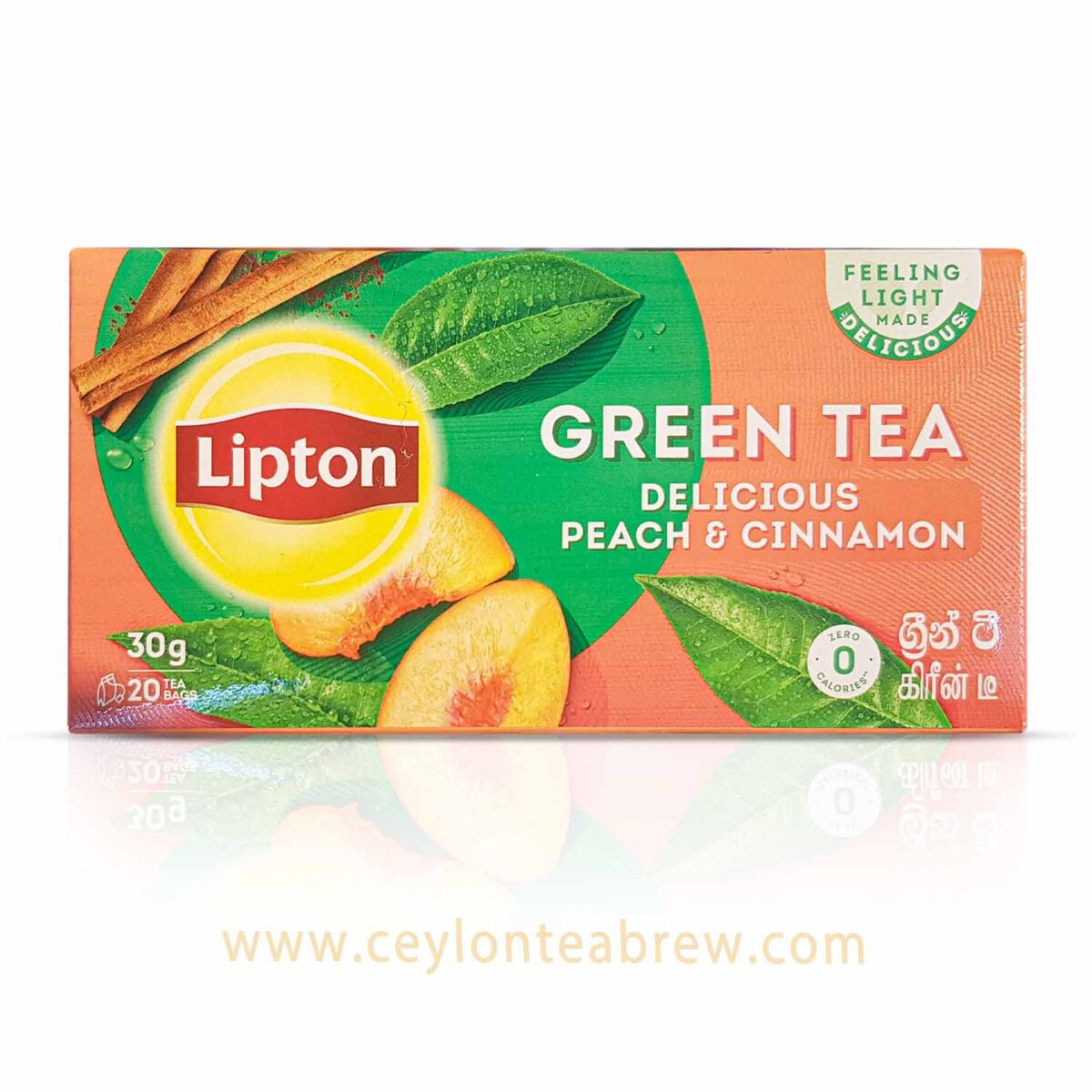 Lipton Ceylon green tea delicious peach and cinnamon tea bags
