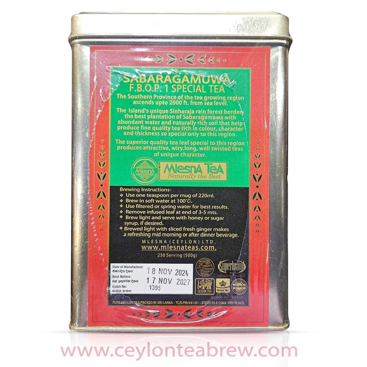 Mlesna Sabaragamuwa FBOP1 SPECIAL loose tea 500g