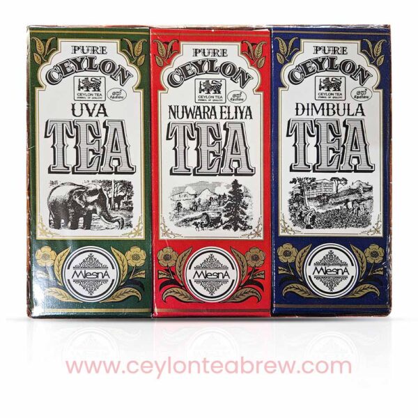 Mlesna Ceylon Pure Black teas from Dimbula Uva and Nuwara Eliya 3 Regions in one pack